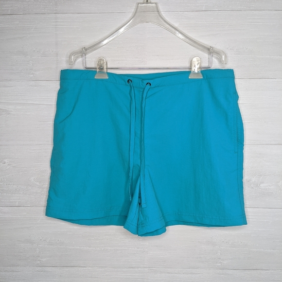 L.L. Bean Pull On Nylon Shorts Turquoise Large - Picture 1 of 7